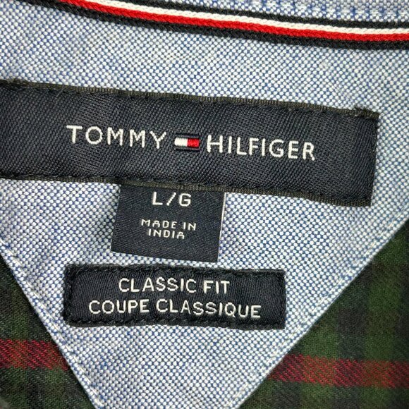 Tommy Hilfiger green button down flannel size Large - Picture 4 of 5